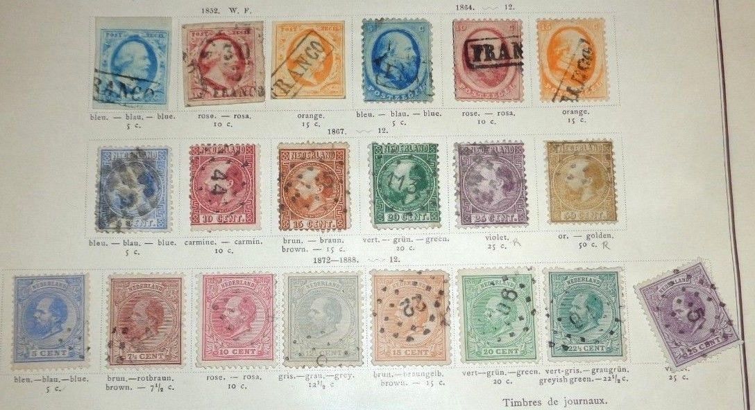 lot early Netherlands  stamp used hinged to 19th C album pages