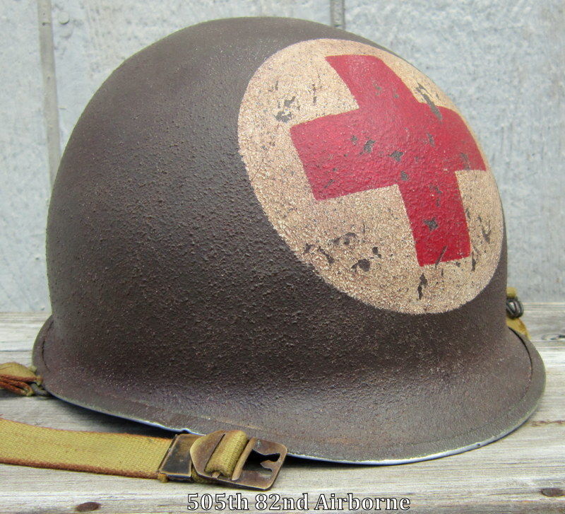 WWII M-1 Helmet US Army Medic 2-Panel