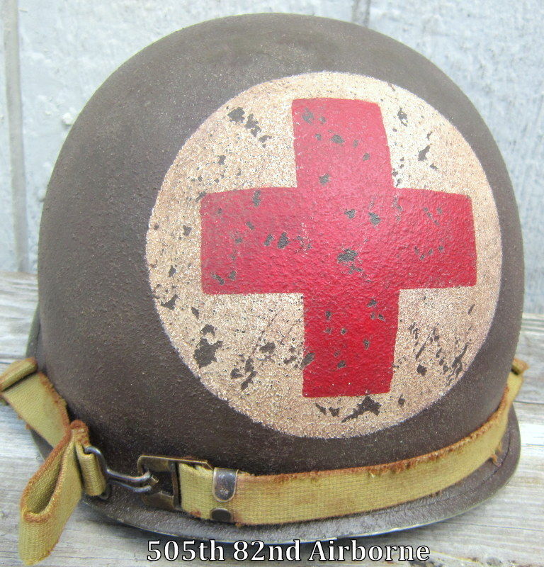 WWII M-1 Helmet US Army Medic 2-Panel