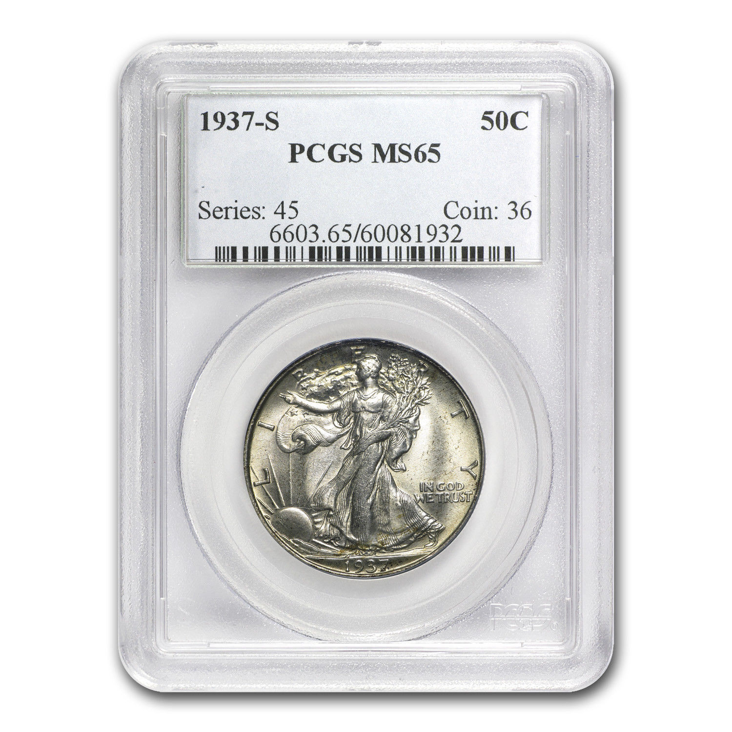 1937-S Walking Liberty Half Dollar MS-65 PCGS