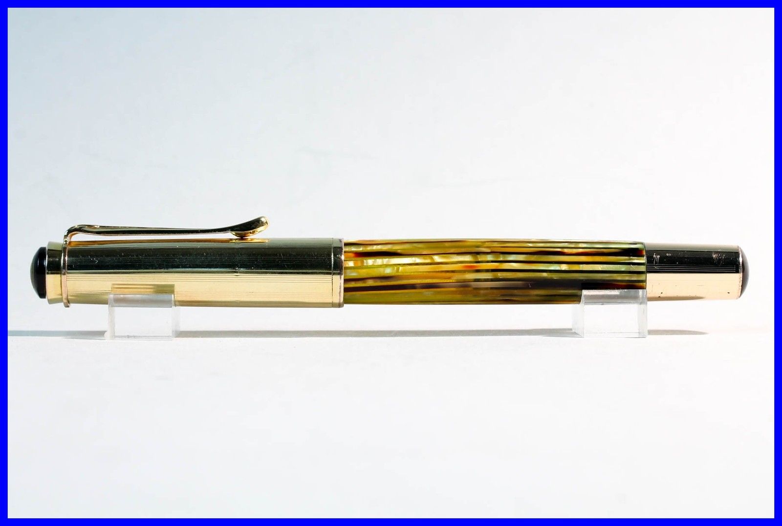 1952 PELIKAN 500 Fountain Pen M 14K Nib / BROWN, YELLOW AMBER TORTOISE & GOLD