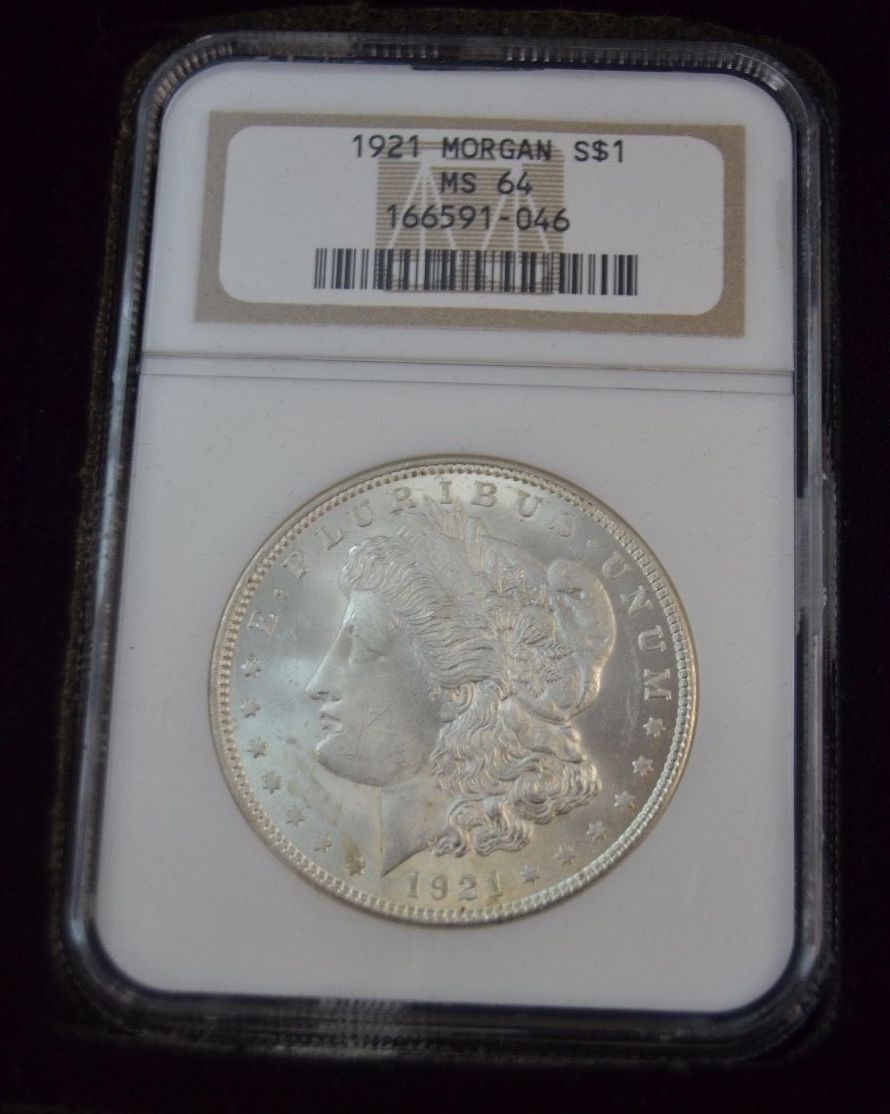 1921-P, D, S $1 SILVER MORGAN DOLLAR 3-COIN SET -NGC MS64