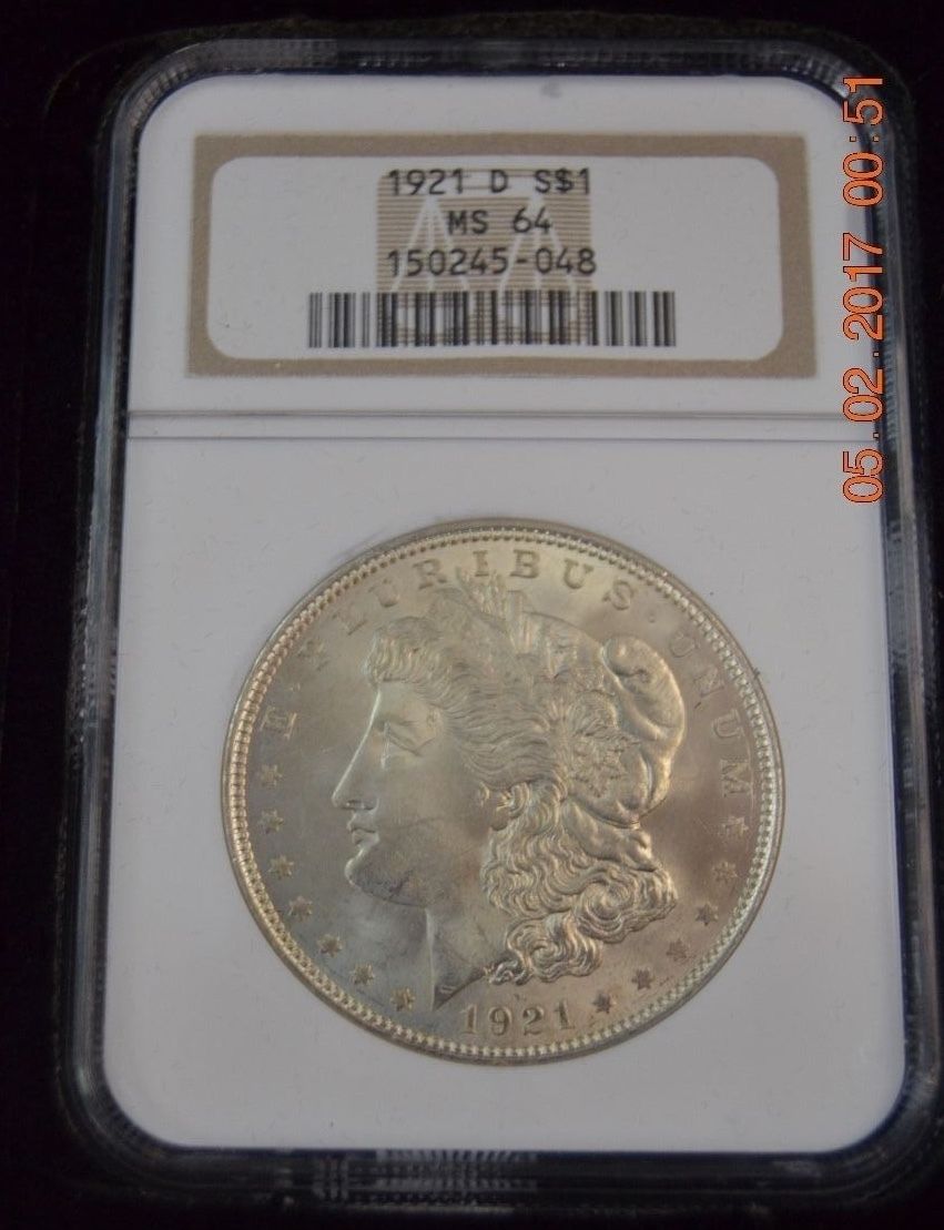 1921-P, D, S $1 SILVER MORGAN DOLLAR 3-COIN SET -NGC MS64