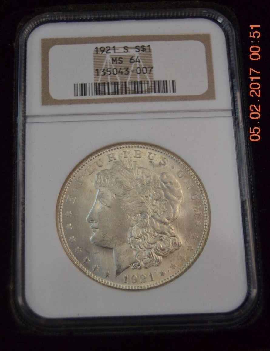 1921-P, D, S $1 SILVER MORGAN DOLLAR 3-COIN SET -NGC MS64