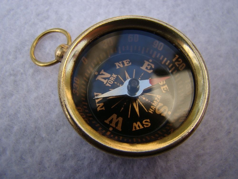 Brass Pocket Compass ~ Nautical Maritime ~ Camping Hiking ~ Magnetic