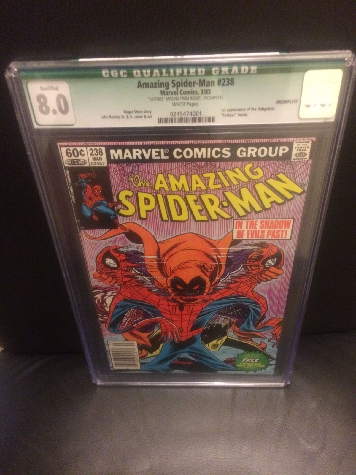 Amazing Spider-man 238 CGC 8.0 Qualified 1st Hobgoblin White pages