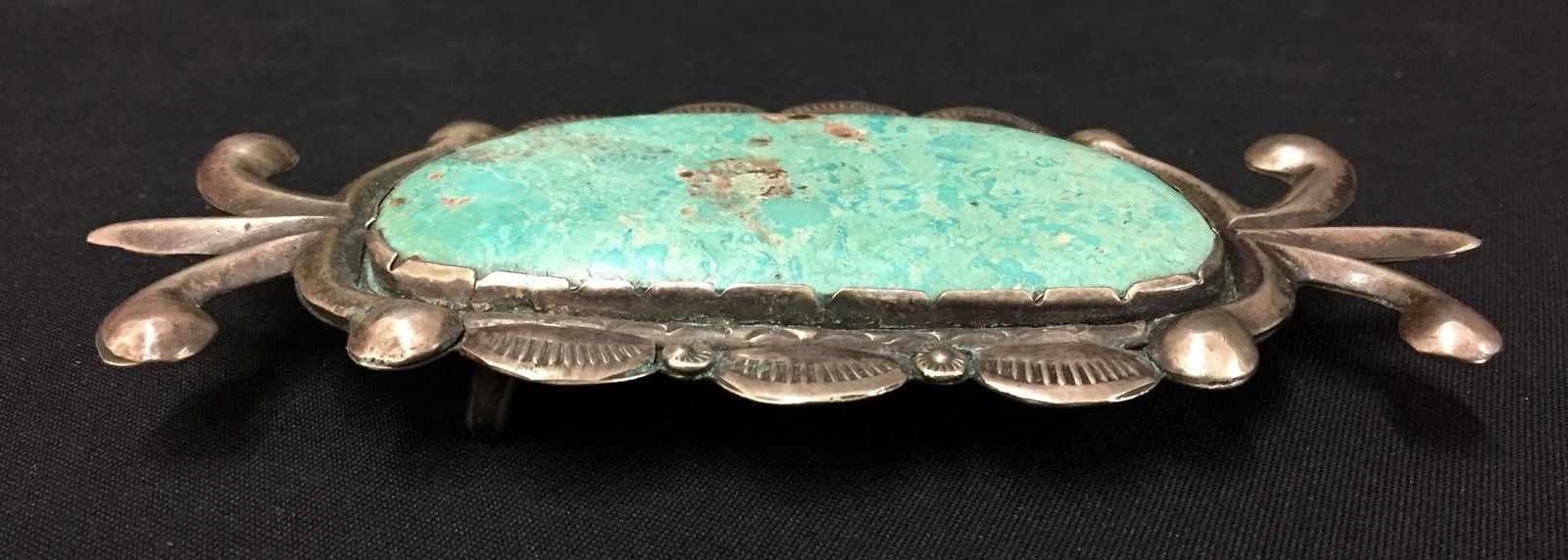 Turquoise & Sterling Silver Native American Indian Belt Buckle (Dead Pawn)