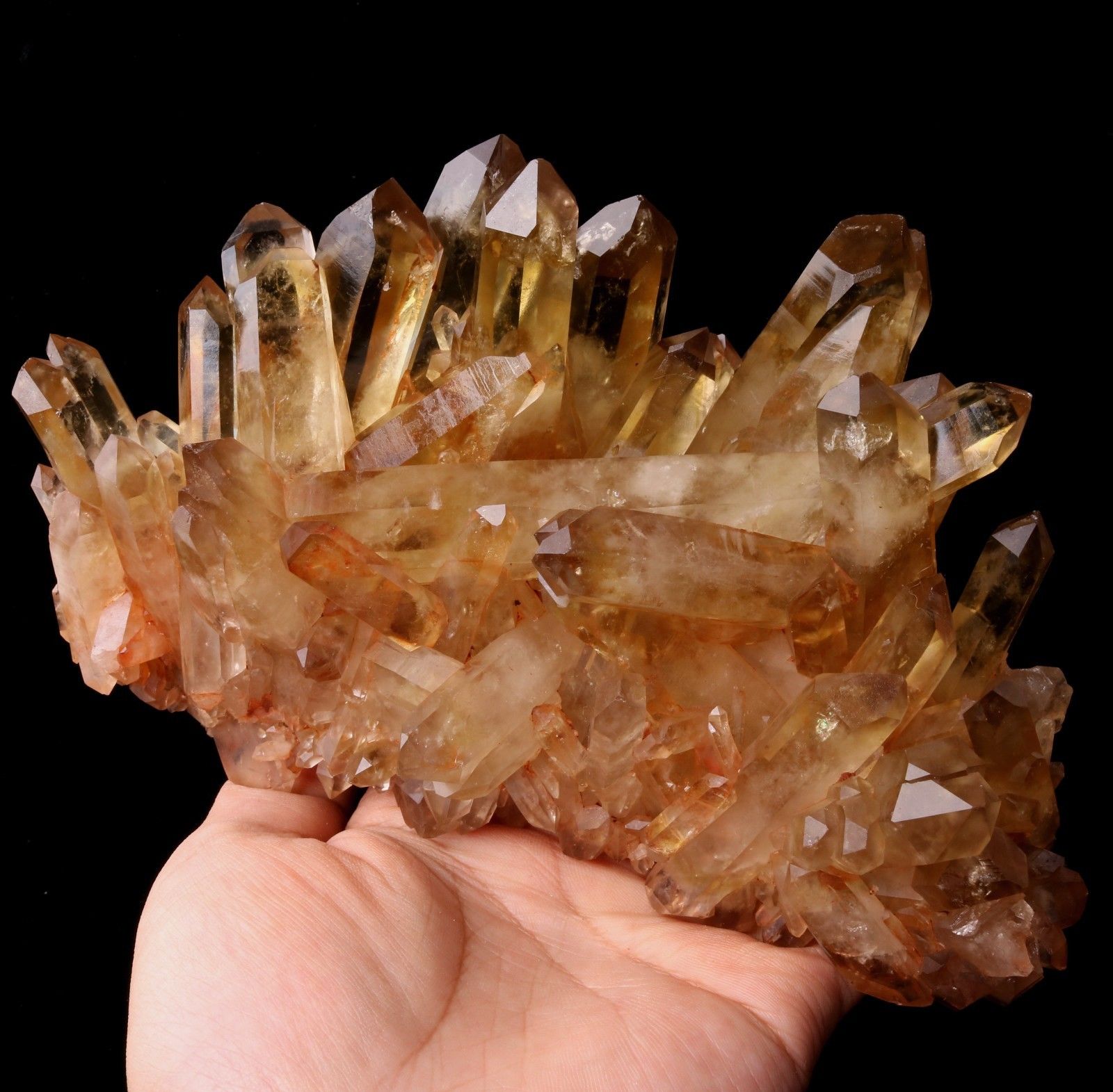 2.98lb Natural Clear Smoky Citrine Quartz Point Crystal Cluster Healing Mineral