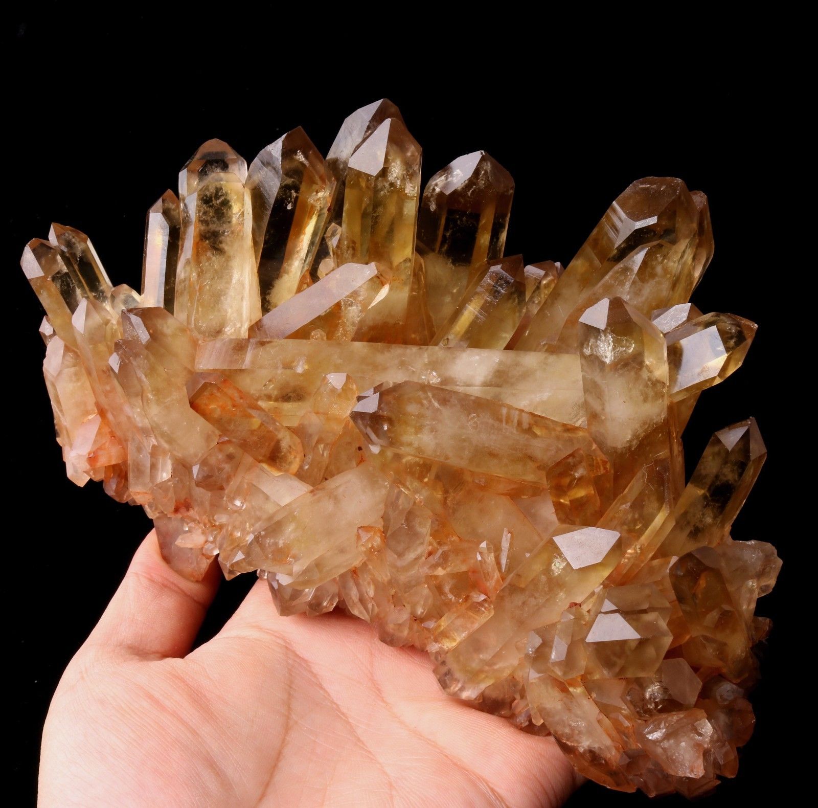 2.98lb Natural Clear Smoky Citrine Quartz Point Crystal Cluster Healing Mineral