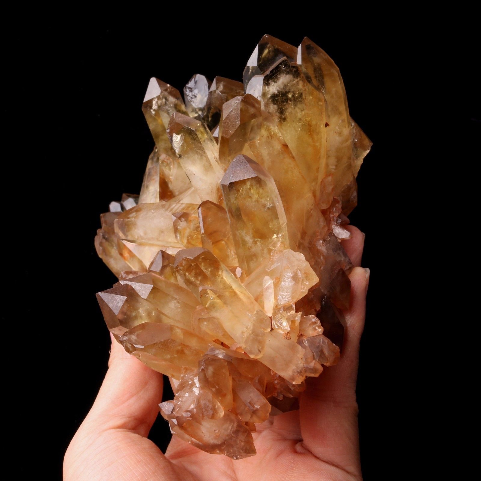 2.98lb Natural Clear Smoky Citrine Quartz Point Crystal Cluster Healing Mineral