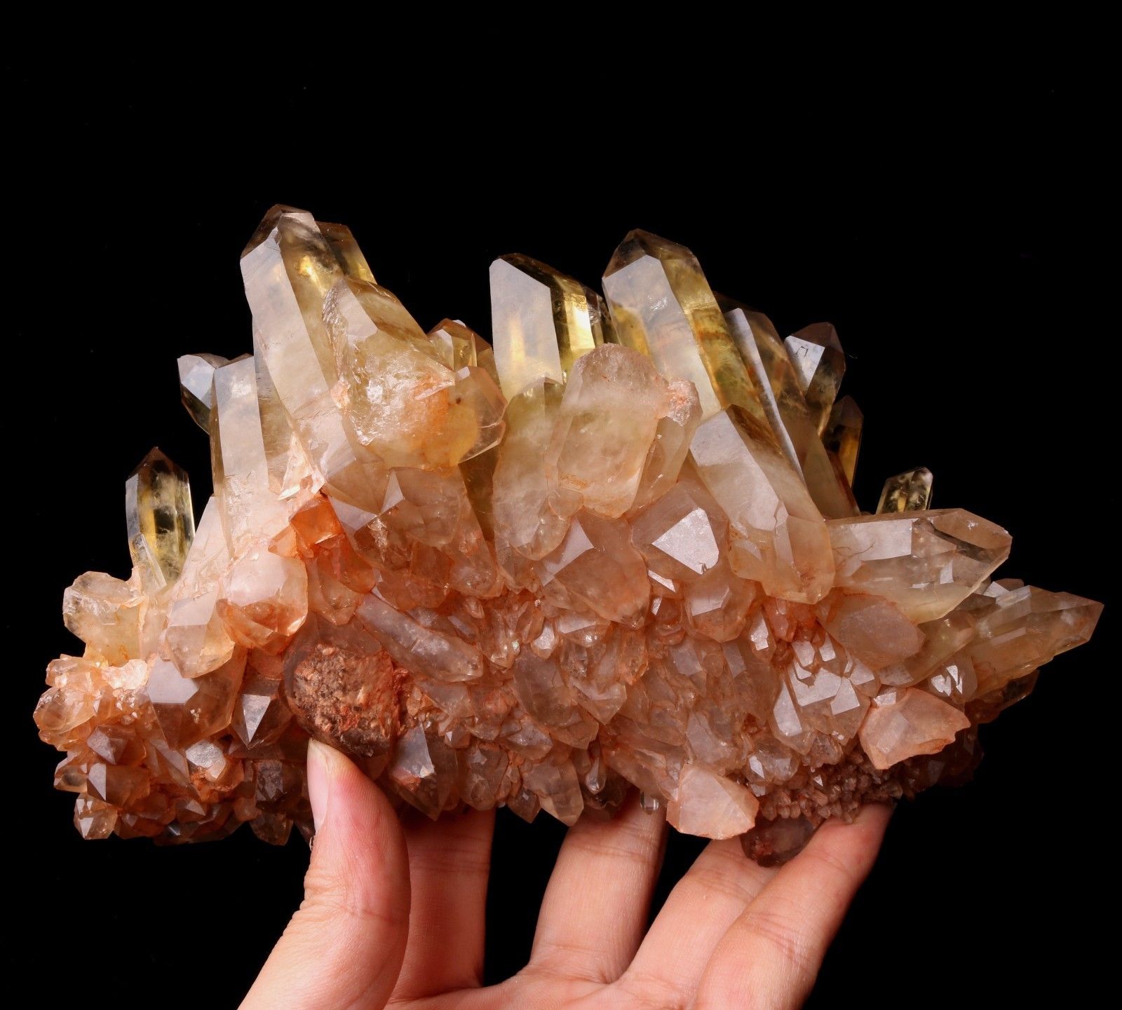 2.98lb Natural Clear Smoky Citrine Quartz Point Crystal Cluster Healing Mineral