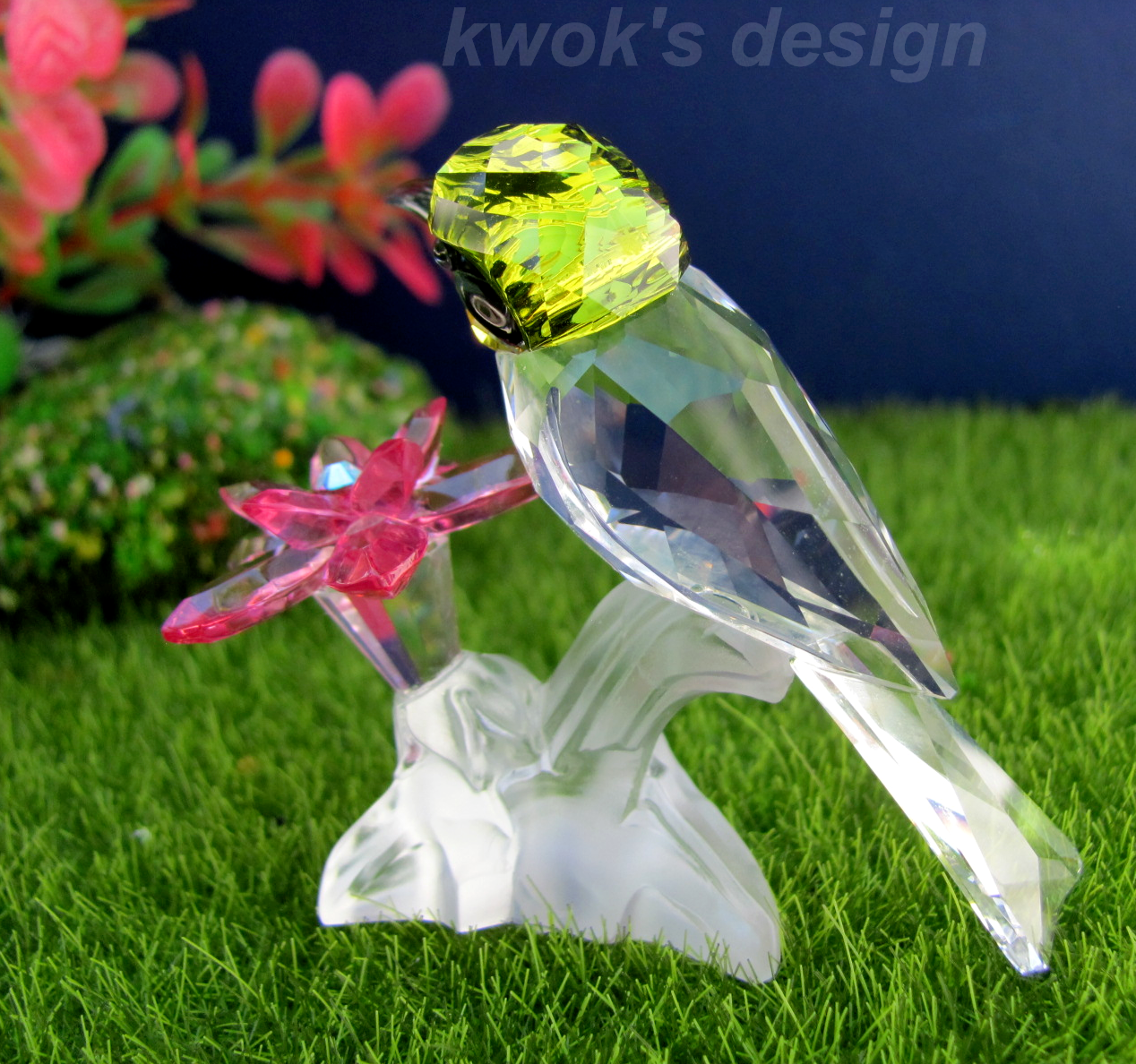 Swarovski Crystal Figurine Green Headed Hummingbird with flower /BOX/COA