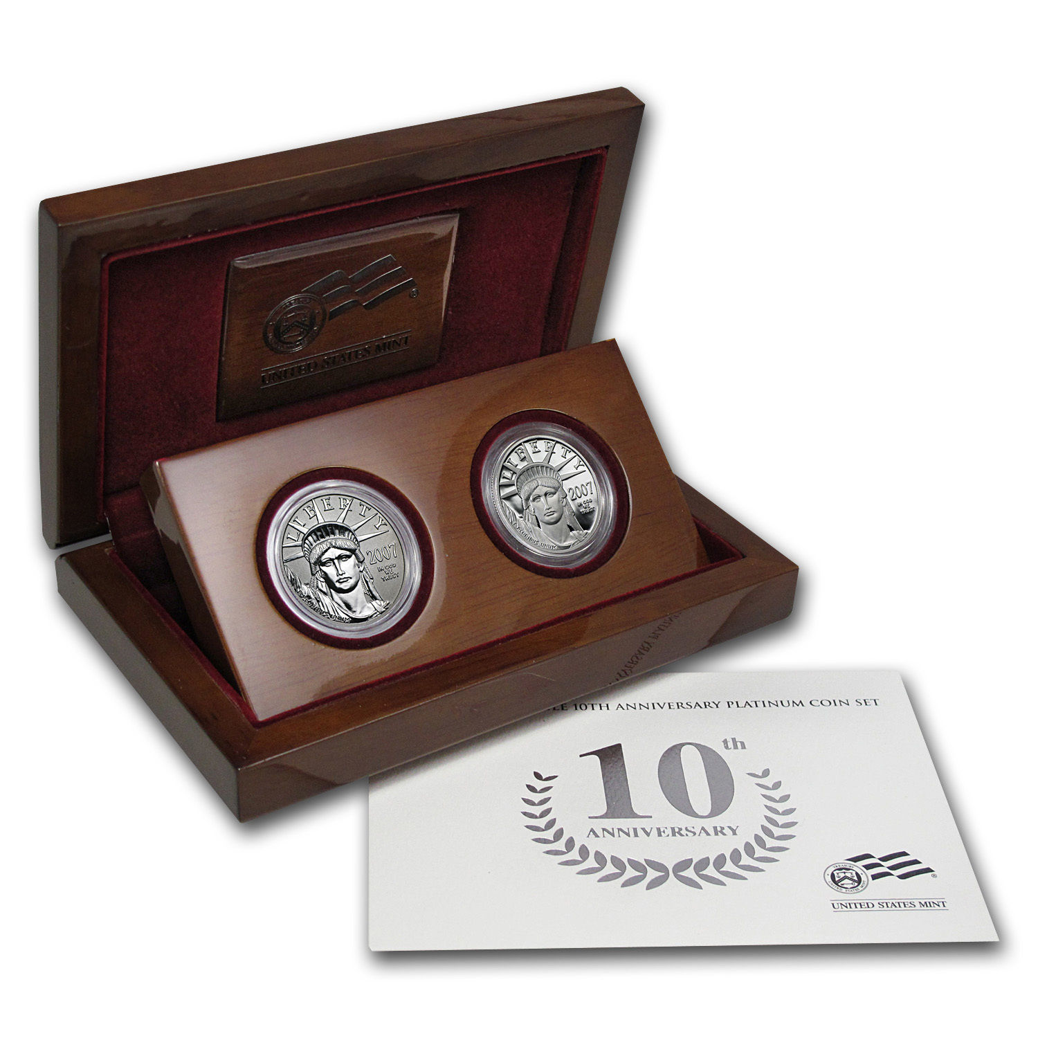 2007-W 2-Coin Proof Platinum Eagle Set (10th Anniv, Box & COA) - SKU #32963