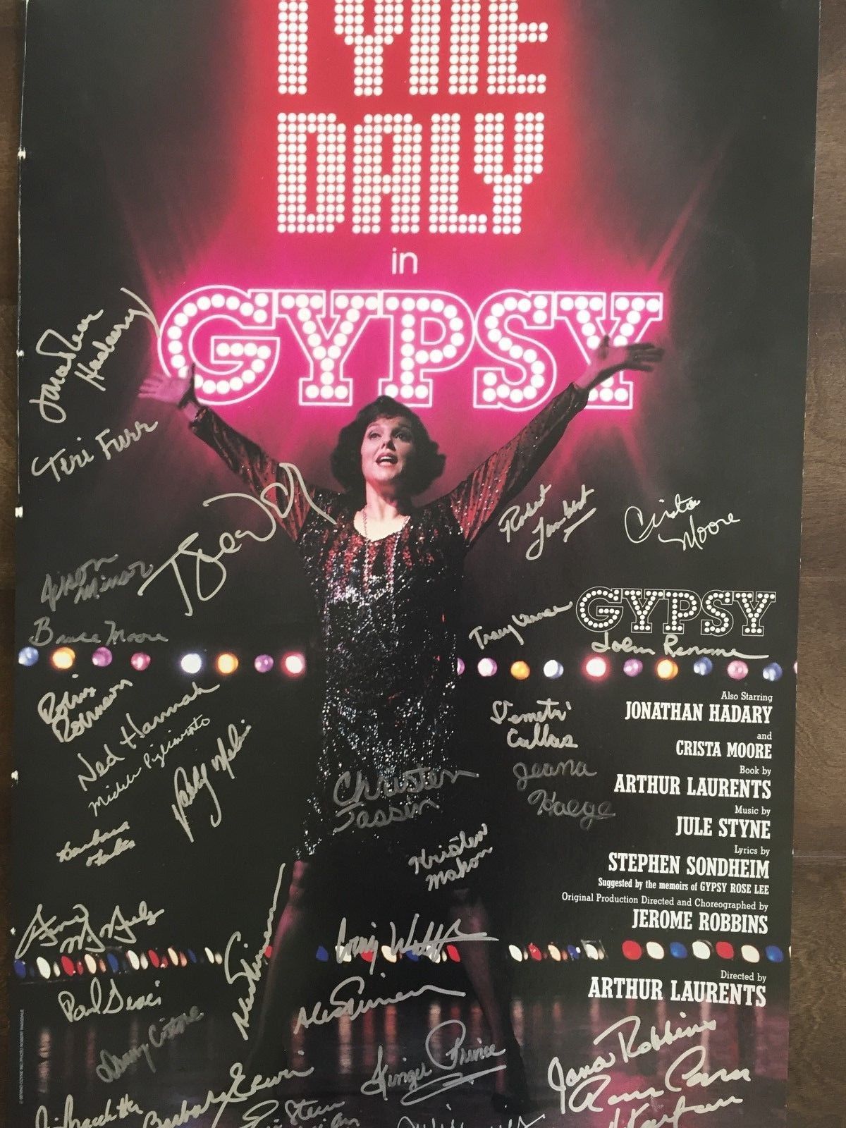 14" X 22" Cast Signed Poster of the show "Gypsy"-Tyne Daly