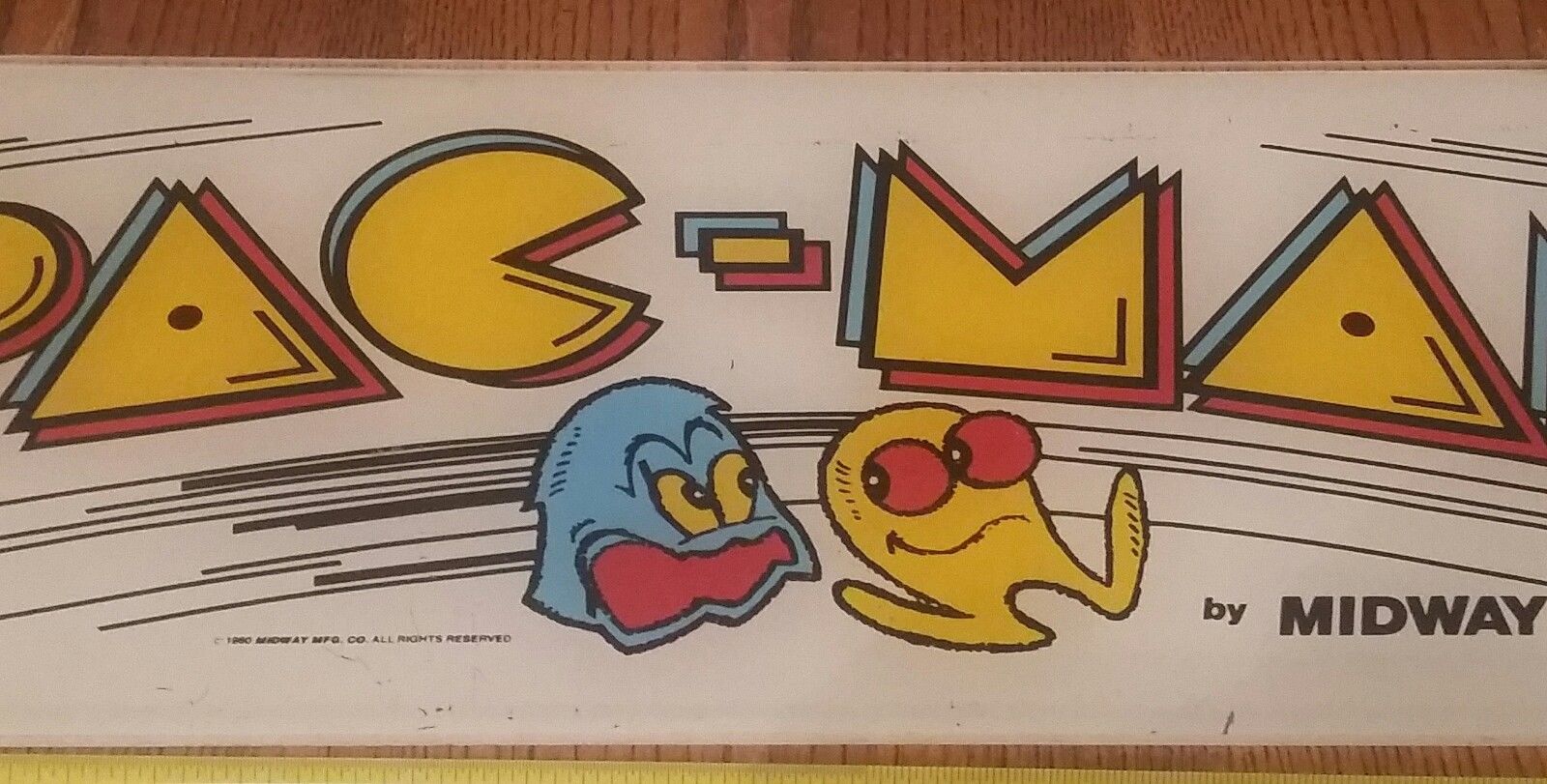 Vintage Nostalgia 1980 Pac-Man Arcade Game Sign Marquee Original 23"x 9"