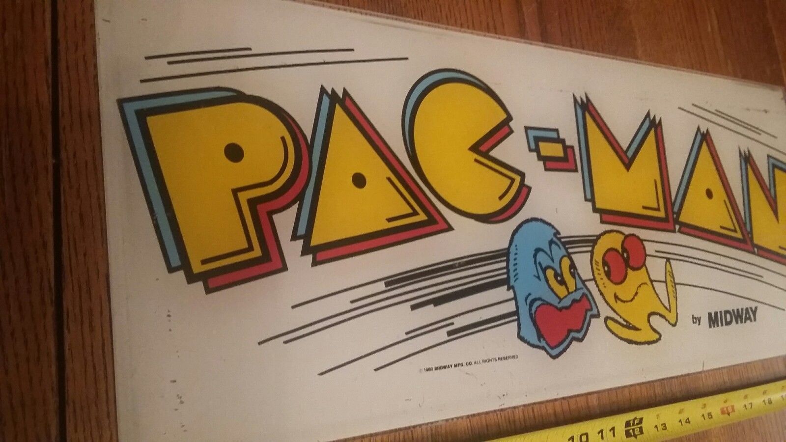 Vintage Nostalgia 1980 Pac-Man Arcade Game Sign Marquee Original 23"x 9"