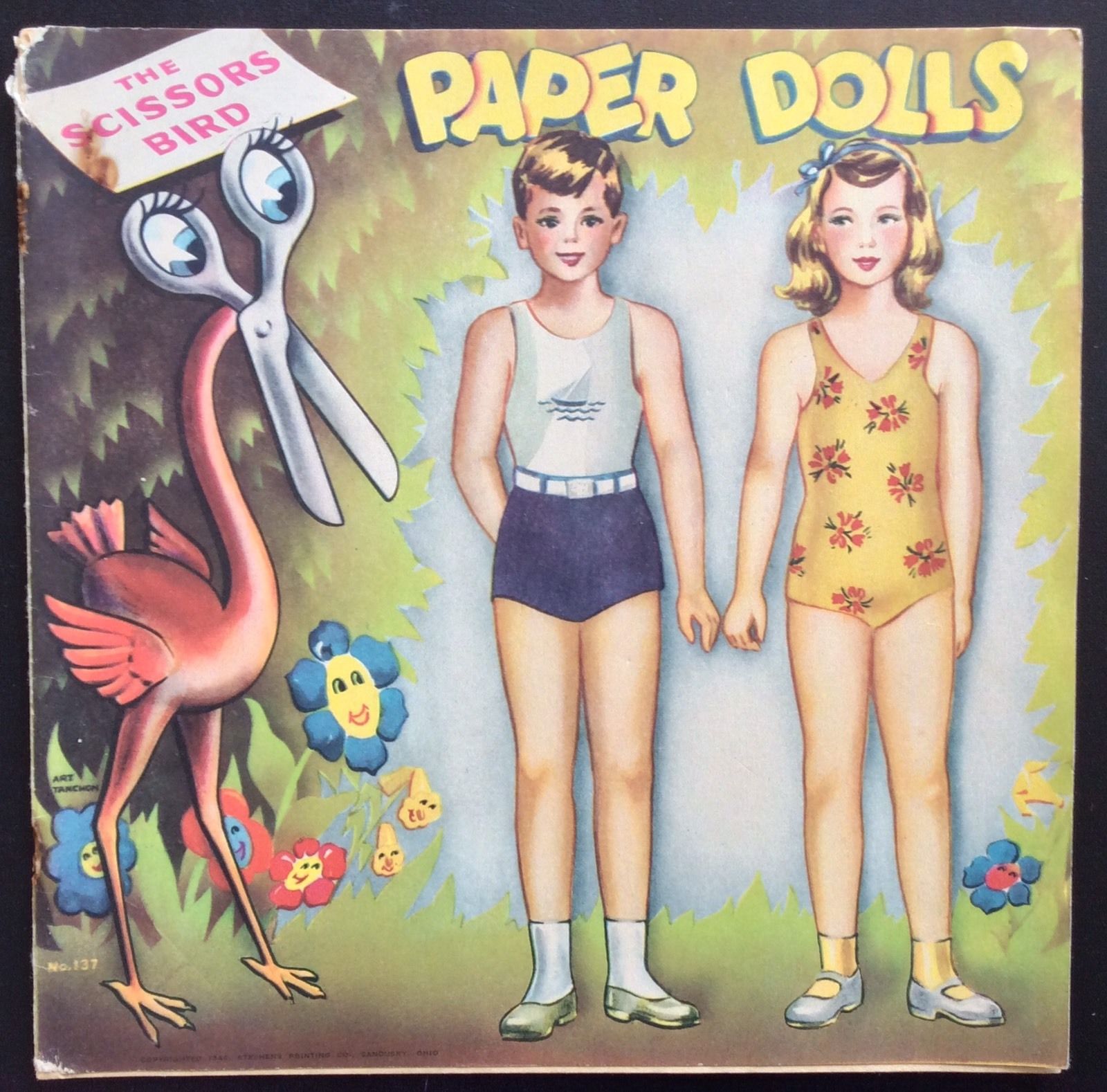 Bob and Ann Scissors Cut Out Paper Dolls Book, 1946, Uncut, Vintage