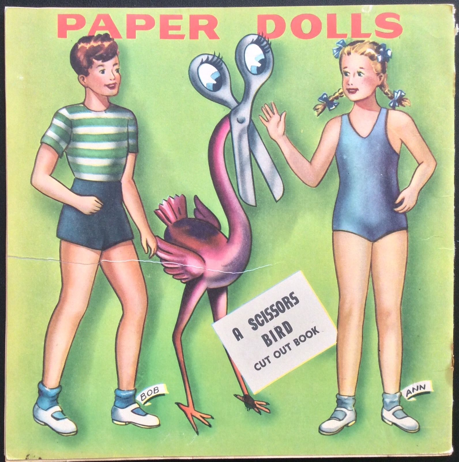 Bob and Ann Scissors Cut Out Paper Dolls Book, 1946, Uncut, Vintage