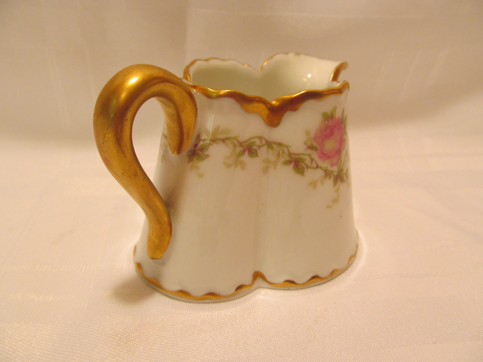 Haviland Limoges France Antique Creamer Heavy Gold Gild Pink Roses