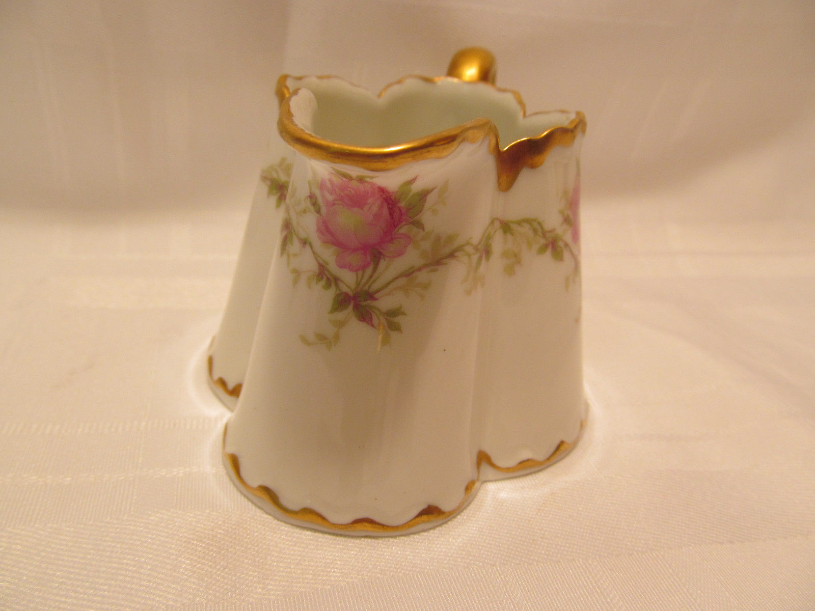 Haviland Limoges France Antique Creamer Heavy Gold Gild Pink Roses