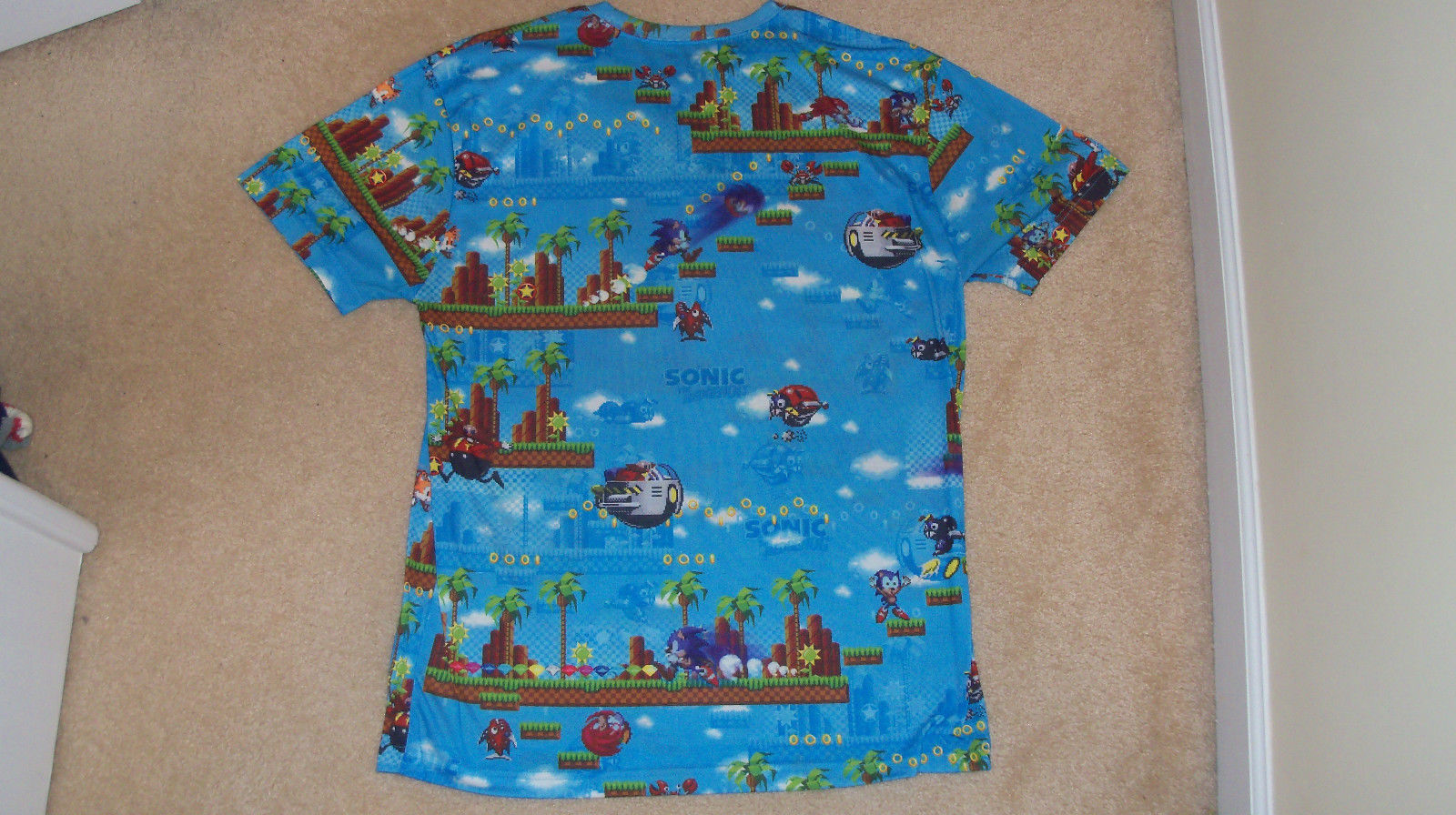 SEGA All Over Graphics SONIC THE HEDGEHOG  T-Shirt Video Game LARGE Nintendo