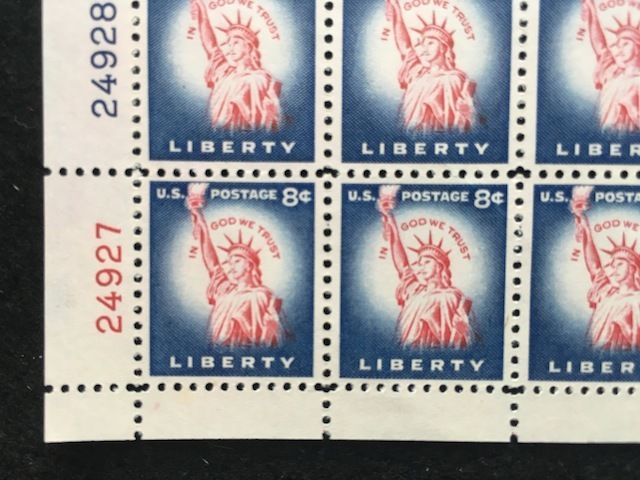 U.S: #1041B 8¢ STATUE OF LIBERTY MINT SHEET/100 NH OG