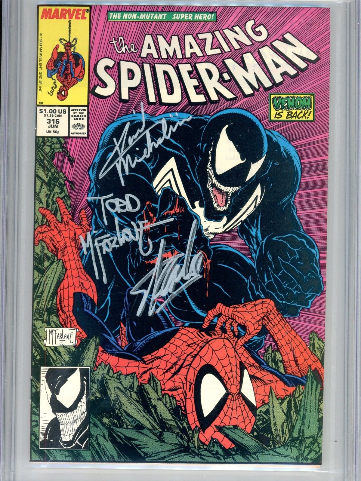 Amazing Spider-Man 316 CGC 9.8 SS Venom Todd McFarlane Stan Lee Michelinie 300