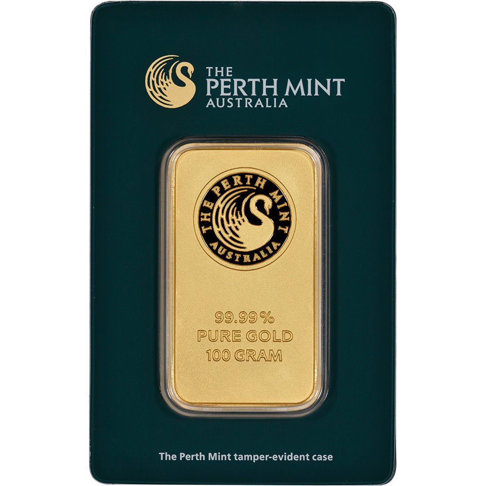 100 gram Gold Bar - Perth Mint - 99.99 Fine in Assay