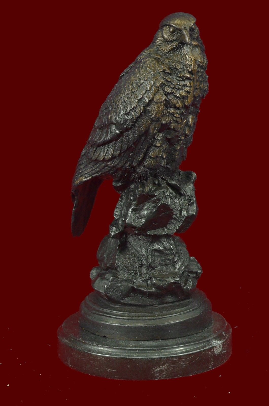 HAWK ON CLIFF LOST WAX BY MOIGNIEZ MARBLE BASE FIGURINE Bronze Sculpture Statue