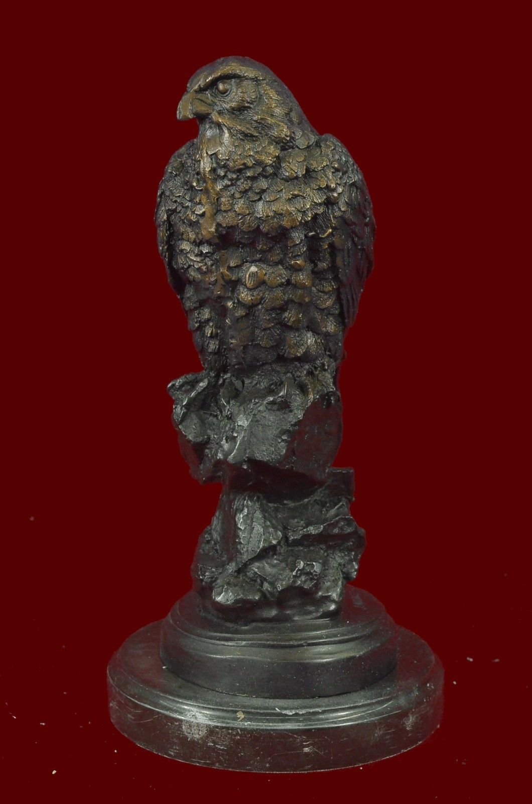 HAWK ON CLIFF LOST WAX BY MOIGNIEZ MARBLE BASE FIGURINE Bronze Sculpture Statue