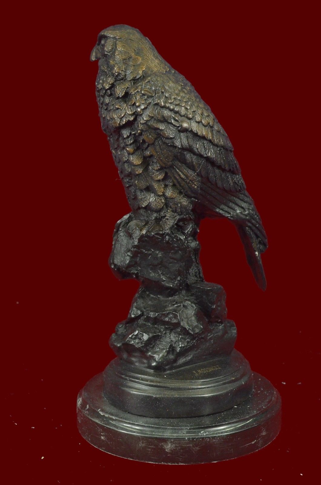 HAWK ON CLIFF LOST WAX BY MOIGNIEZ MARBLE BASE FIGURINE Bronze Sculpture Statue