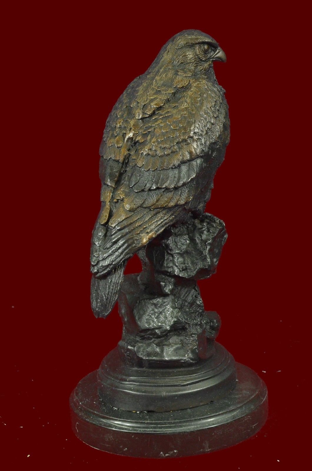 HAWK ON CLIFF LOST WAX BY MOIGNIEZ MARBLE BASE FIGURINE Bronze Sculpture Statue