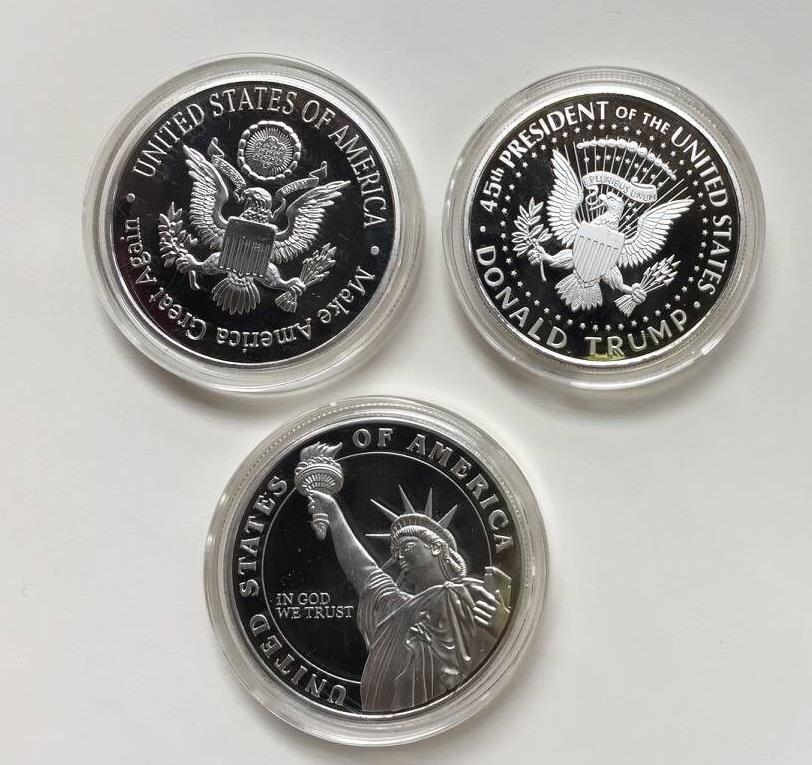 4 Donald Trump Coin Make America GREAT AGAIN Flag Eagle collection SILVER coins