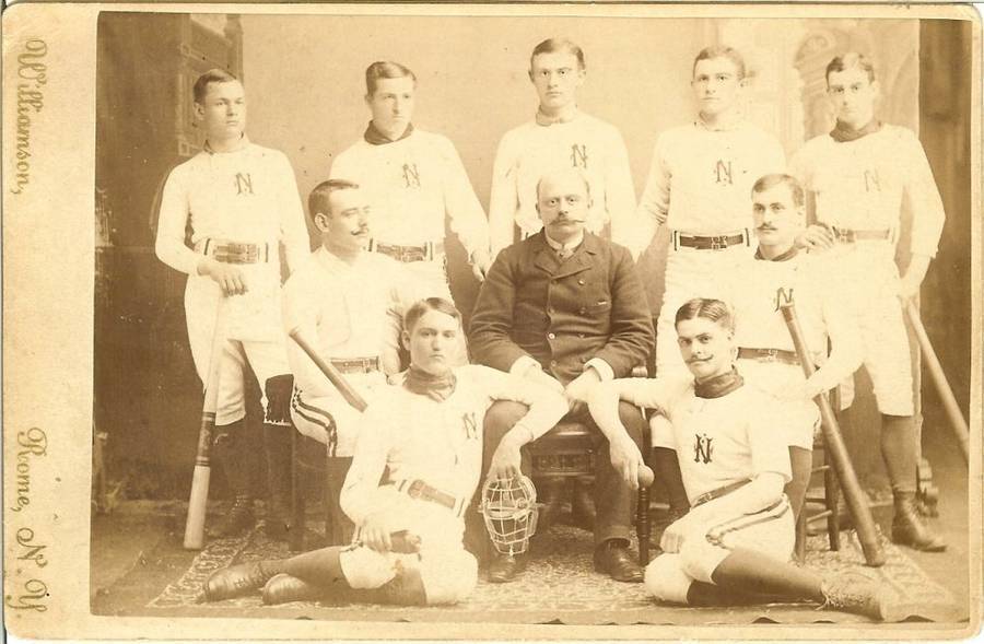 1884 baseball team cabinet photo new york bats uniforms vintage baseball rare