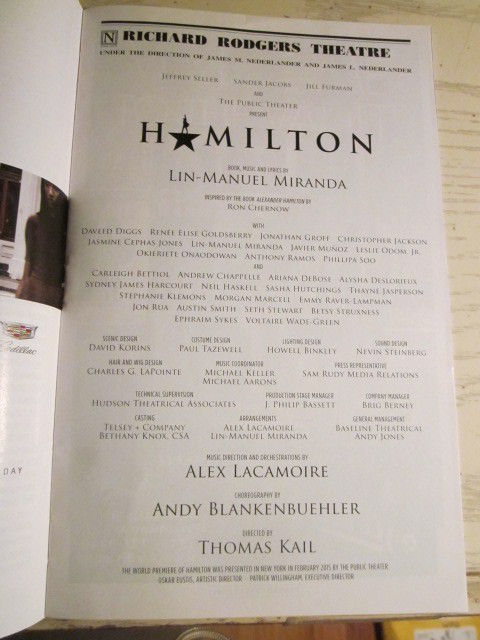 Hamilton signed Playbill 22 Signatures of Original Cast Members