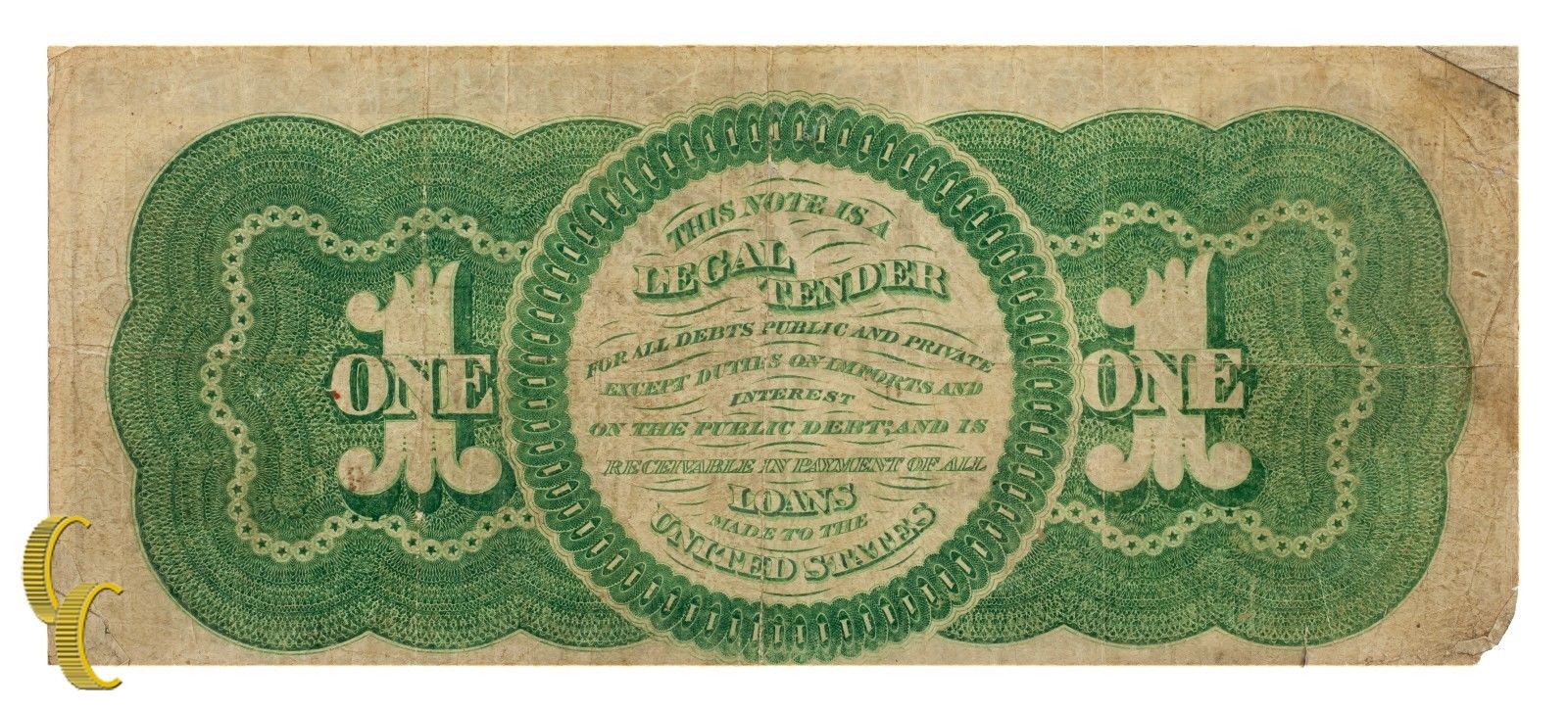 Series 1862 $1 US Legal Tender Large Size Note (Fine, F Condition)