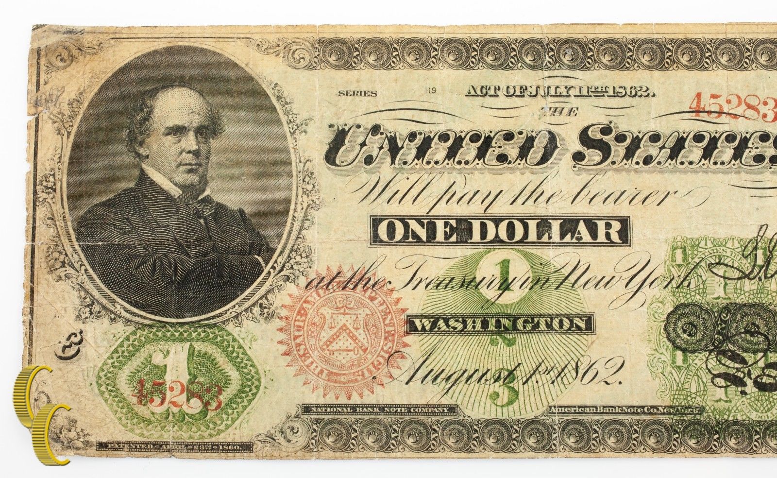 Series 1862 $1 US Legal Tender Large Size Note (Fine, F Condition)