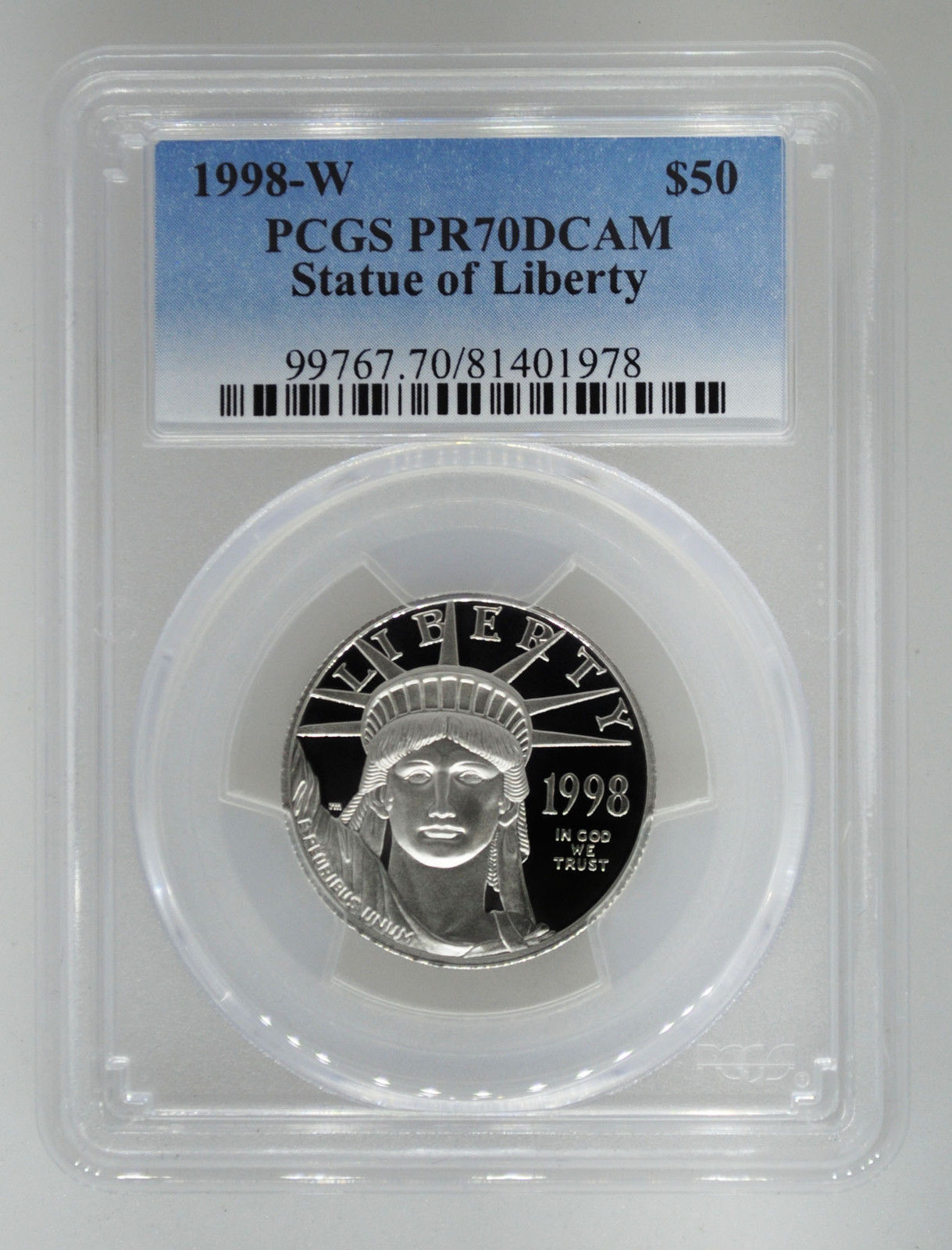 1998-W PCGS PR70 1/2 oz Proof Platinum Eagle $50