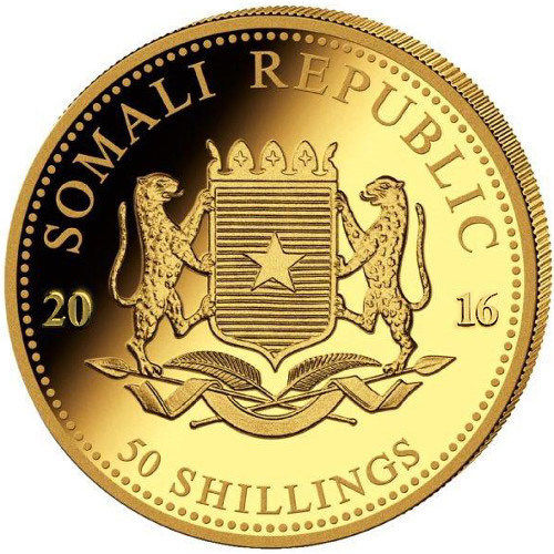 2016 Somalia 1/25 oz Gold African Elephant Coin - 9999 Pure - in Capsule