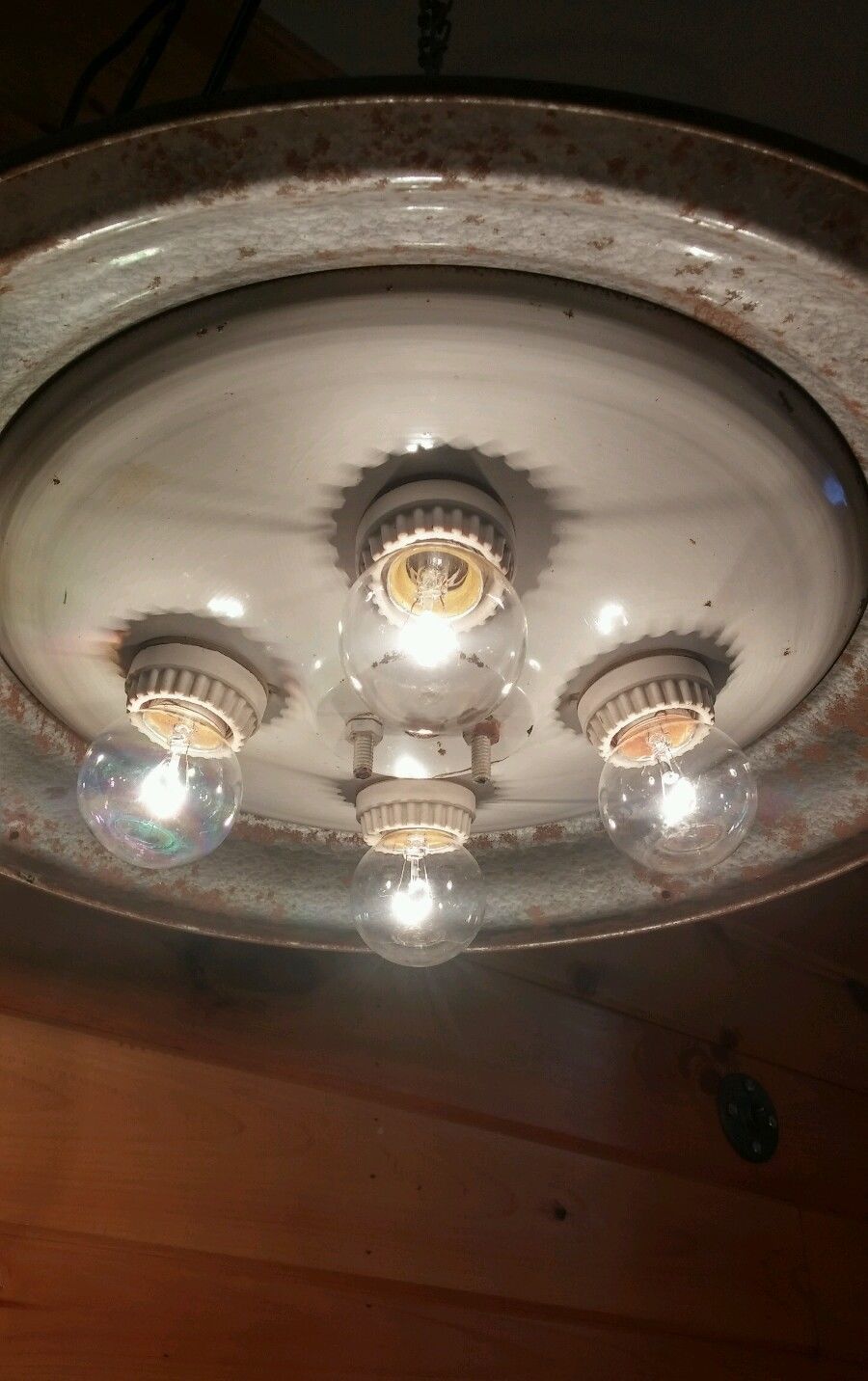 Antique Industrial hanging Ceiling light/Lamp, Mid Century Steam Punk, UFO Shape