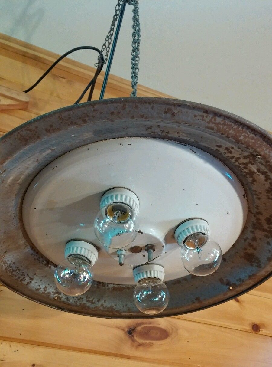 Antique Industrial hanging Ceiling light/Lamp, Mid Century Steam Punk, UFO Shape