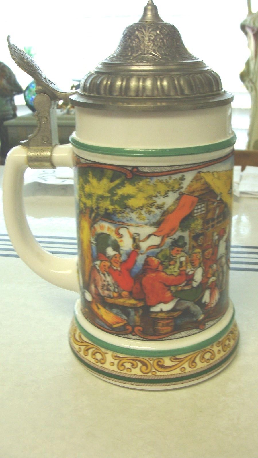 Vintage German Original BMF Bierseidel Milk Glass Beer Stein