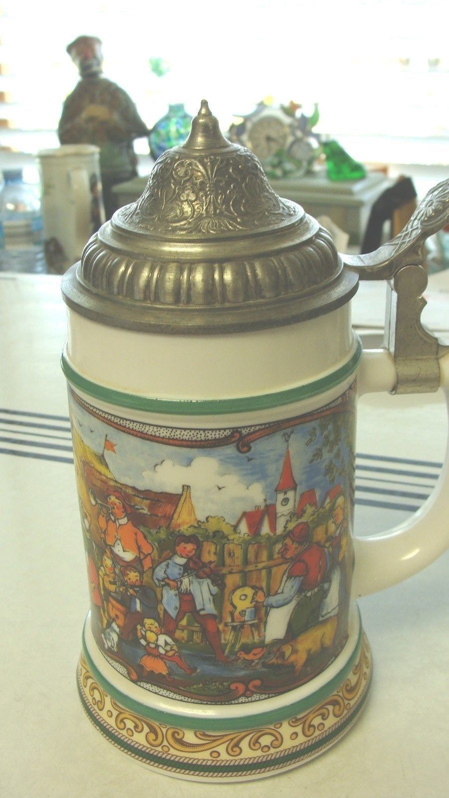 Vintage German Original BMF Bierseidel Milk Glass Beer Stein