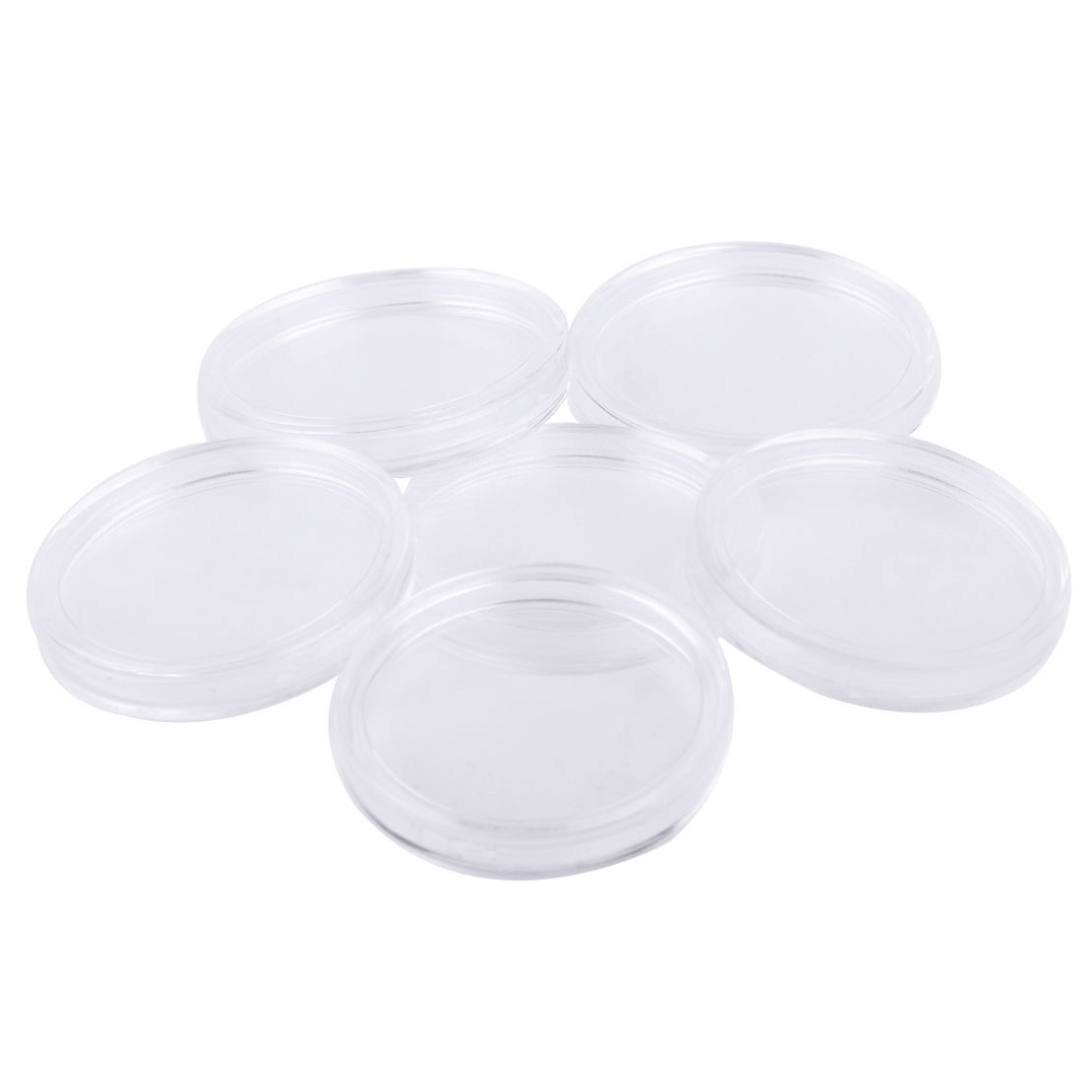 25pc 38mm Clear Round Plastic Airtight Capsule Morgan Coin Holder Case Storage