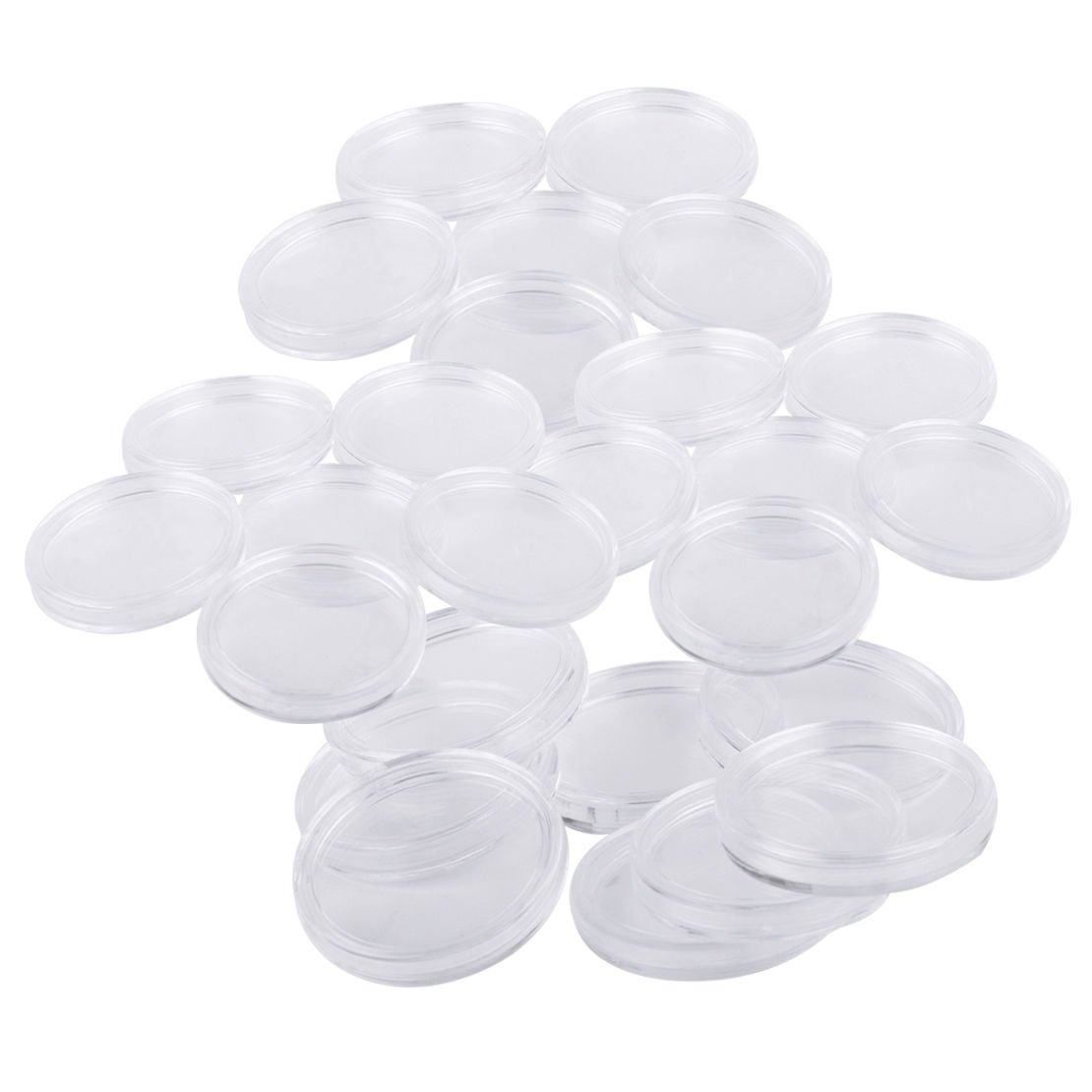 25pc 38mm Clear Round Plastic Airtight Capsule Morgan Coin Holder Case Storage