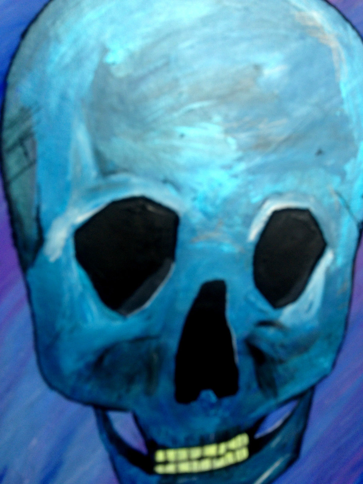 Skull Blue Acrylic Modern Painting 22x28 Original by Anthony Saldivar