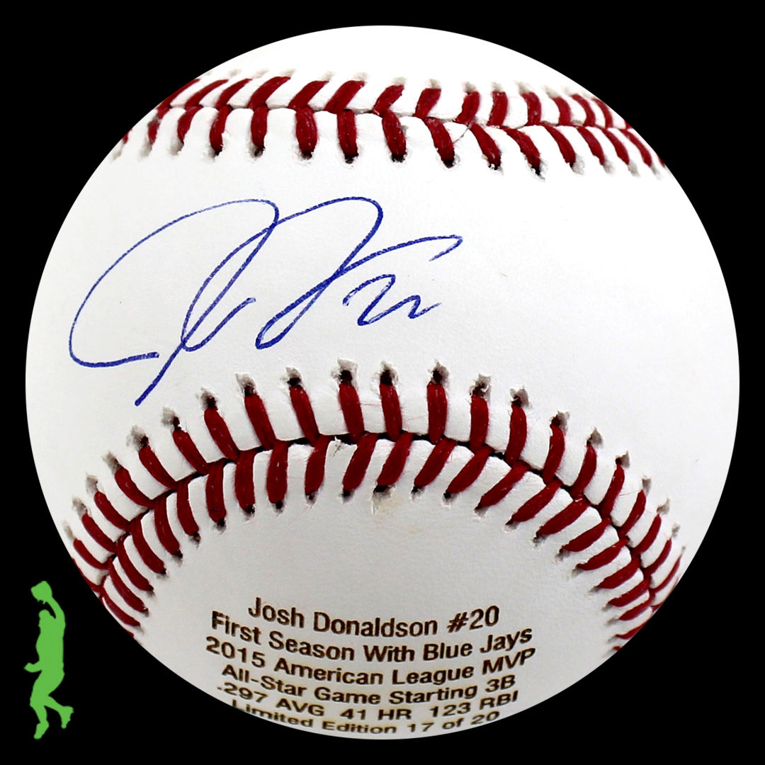 JOSH DONALDSON AUTOGRAPHED SIGNED 2015 AL MVP BASEBALL BALL BLUE JAYS JSA COA