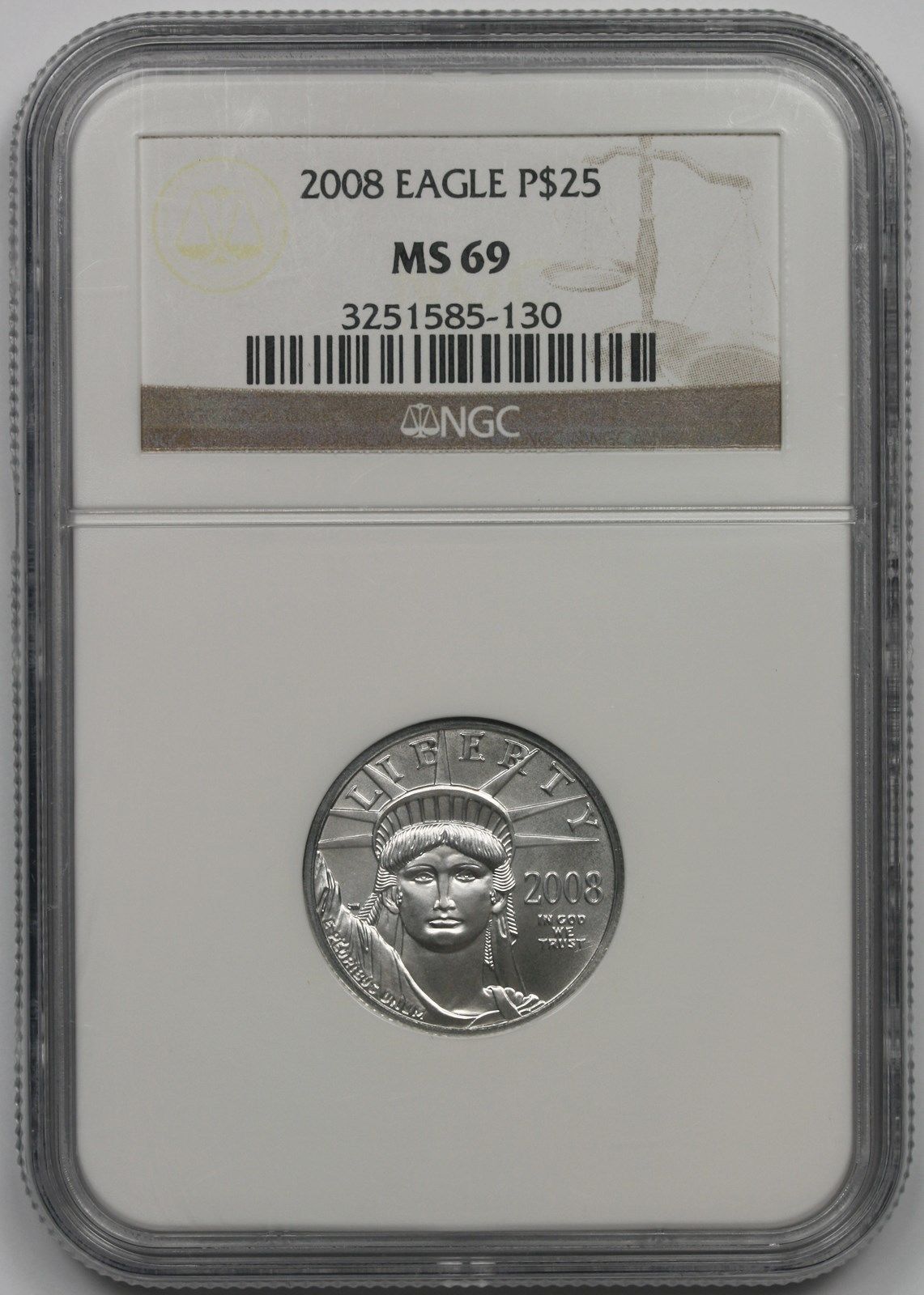 2008 Statue of Liberty Quarter-Ounce Platinum Eagle $25 MS 69 NGC 1/4 oz