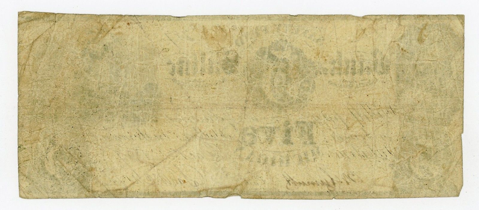 1857 $5 The Bank of Saline, MICHIGAN Note