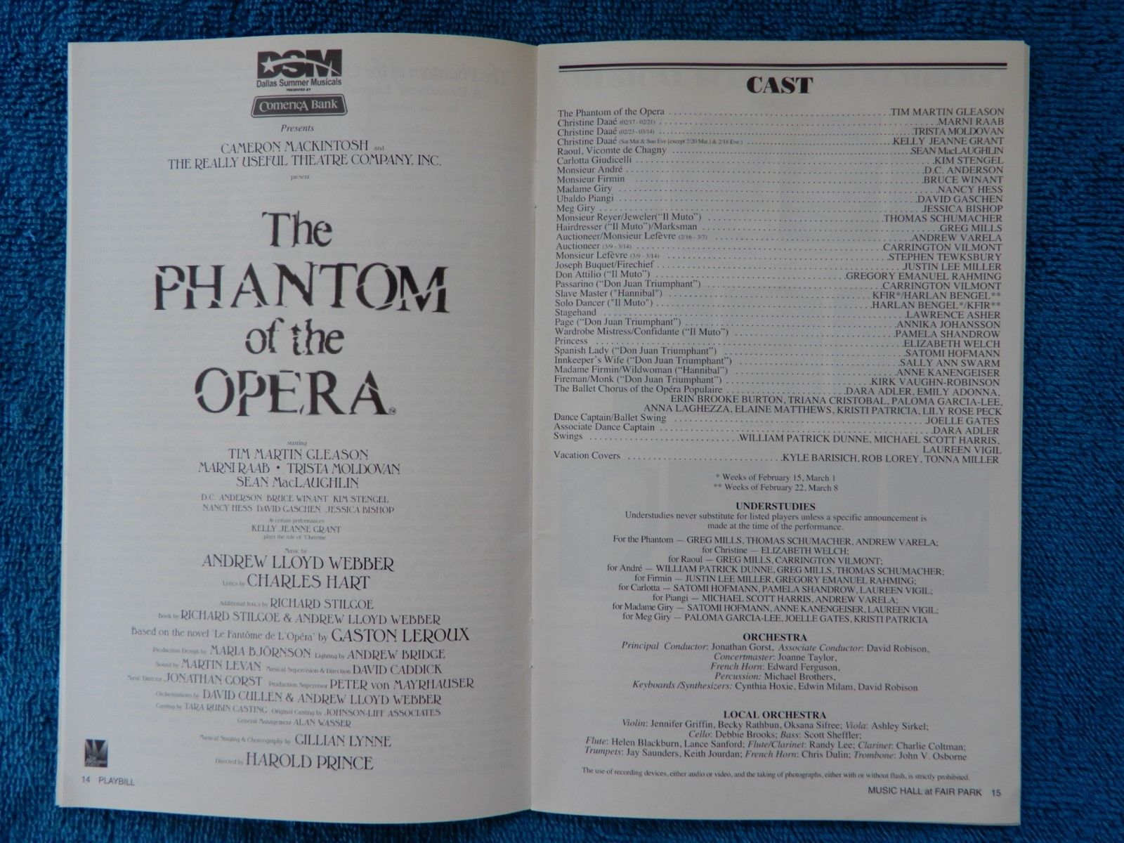 The Phantom Of The Opera - Music Hall Playbill w/Ticket - February 21st, 2010